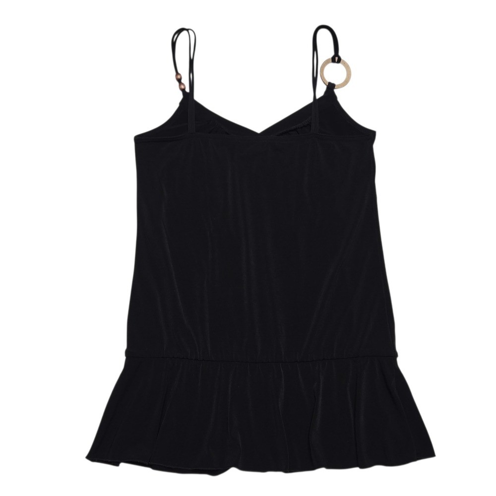 Vintage BCX Top Womens Medium Black Y2K Peplum Cami Beaded Strap V Neck USA Boho - Picture 8 of 12